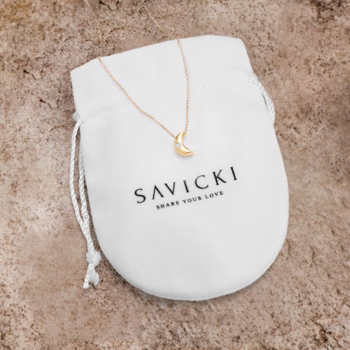 Naszyjnik księżyc Savicki: złoty, diament